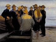Michael Ancher Fishermen by the Sea on a Summer Evening china oil painting reproduction